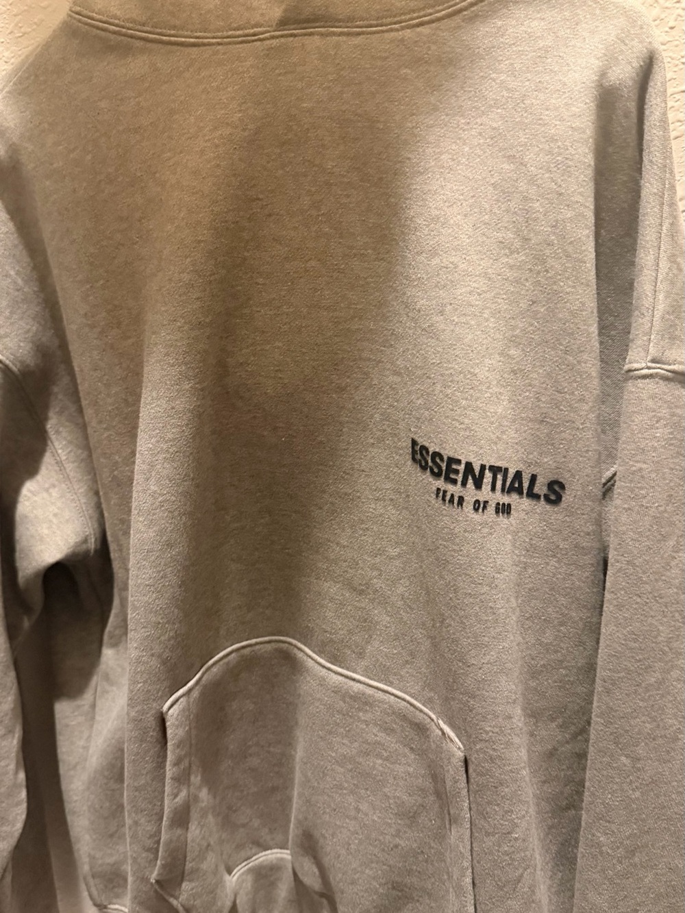 Essentials Light Gray Crewneck Sweatshirt with Black Logo